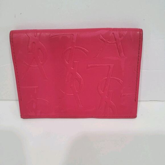 Yves Saint Lauren YSL Leather Calfskin Pink Wallet Small Card Holder Compact - Picture 2 of 12